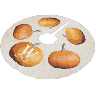 Jupon De Sapin En Polyester Brossé Halloween Elégant Citrouilles de récolte - Personn
