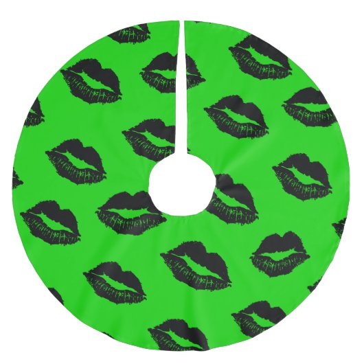 Jupon De Sapin En Polyester Brossé Halloween Lièvres Motif Vert Noir (Devant)