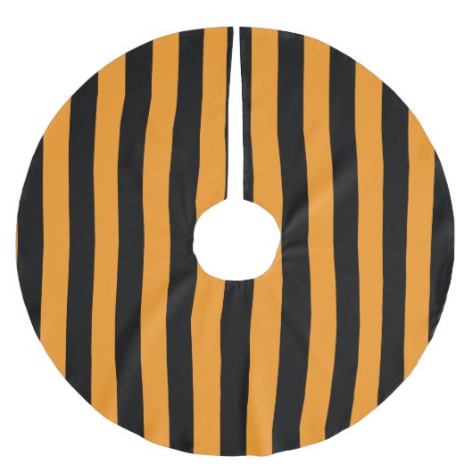 Jupon De Sapin En Polyester Brossé Halloween orange et noir motif de bande (Devant)