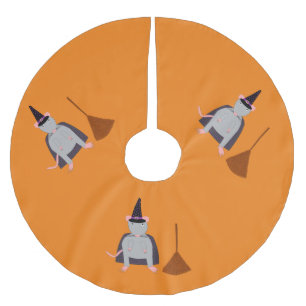 Jupon De Sapin En Polyester Brossé Halloween sorcière rat et chambre