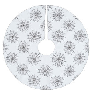 Jupon De Sapin En Polyester Brossé Halloween, Spider Web, Tricoter Ou Traiter, Boo