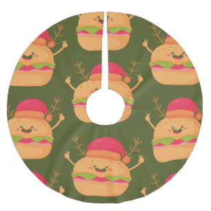 Jupon De Sapin En Polyester Brossé hamburger de noël moche père Noël cheeseburger