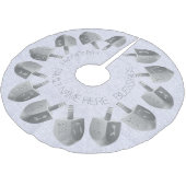 Jupon De Sapin En Polyester Brossé Hanoukka Dreidels Faux Silver Bling Chrismukkah (Angle)