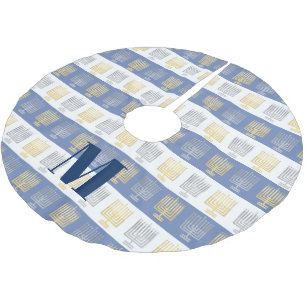 Jupon De Sapin En Polyester Brossé Hanoukka Silver Gold Menorah Optionnel Monogramme