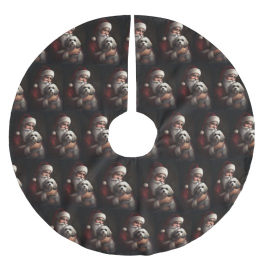 Jupon De Sapin En Polyester Brossé Havanais avec Noël Festif du Père Noël (Devant)