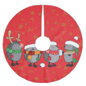 Jupon De Sapin En Polyester Brossé Hérisson de Noël (Devant)