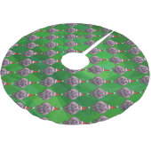 Jupon De Sapin En Polyester Brossé Hippo à Santa Hat Motif sur vert (Angle)