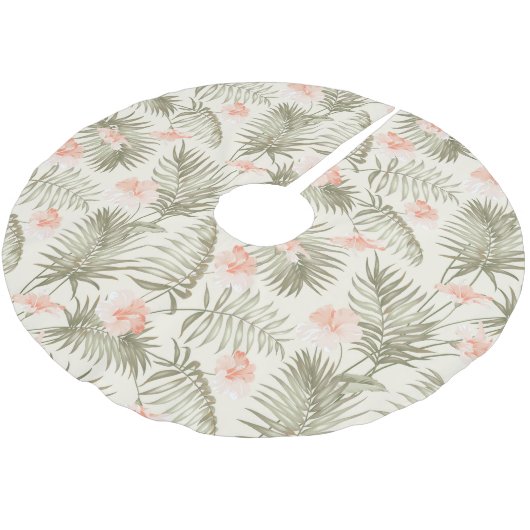 Jupon De Sapin En Polyester Brossé Hisbiscus Tropical Palm Tree Motif (Angle)