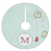 Jupon De Sapin En Polyester Brossé Holly Bales Cardinal Monogram Première jupe d'arbr (Devant)