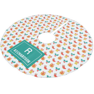 Jupon De Sapin En Polyester Brossé Holly Bell Stocking Motif Monogramme Nom de famill
