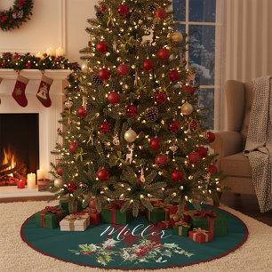 Jupon De Sapin En Polyester Brossé Holly et baies personnalisé polyester brossé