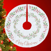 Jupon De Sapin En Polyester Brossé Holly et Ivy, Rouge, Vert, Blanc, Joyeux Noël,