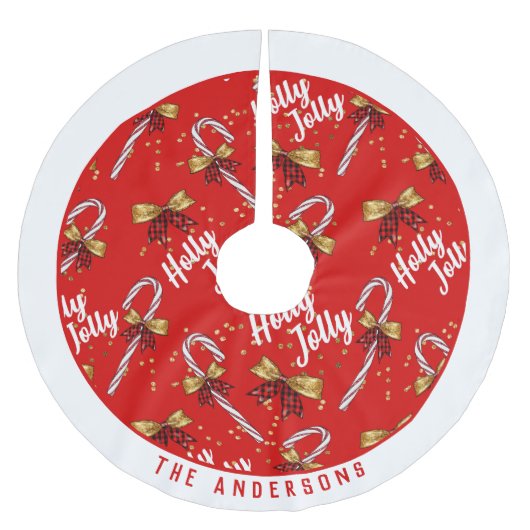 Jupon De Sapin En Polyester Brossé Holly Jolly Christmas (Devant)