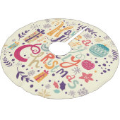 Jupon De Sapin En Polyester Brossé Holly Jolly Wreath rétro Christmas (Angle)