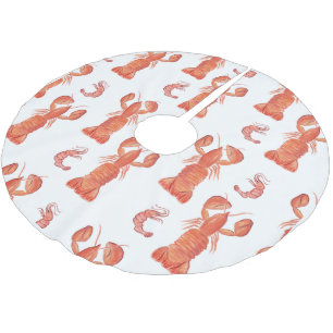 Jupon De Sapin En Polyester Brossé Homard Crustacé Aquarelle Motif peint