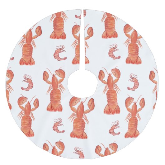 Jupon De Sapin En Polyester Brossé Homard Crustacé Aquarelle Motif peint (Devant)