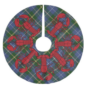 Jupon De Sapin En Polyester Brossé Homard de tartan de la Nouvelle-Écosse de Noël de