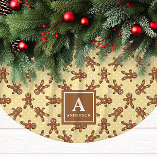 Jupon De Sapin En Polyester Brossé Homme en pain d'épices jaune monogrammé Noël