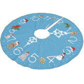 Jupon De Sapin En Polyester Brossé Horloge avec éléments de Noël (Angle)