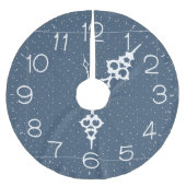 Jupon De Sapin En Polyester Brossé Horloge Étoiles Blanches (Devant)