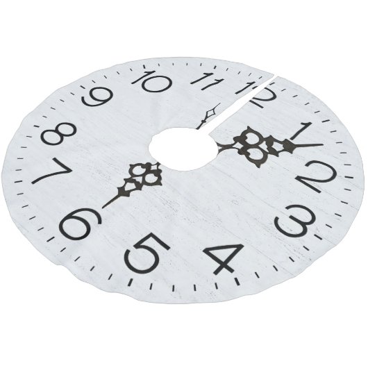 Jupon De Sapin En Polyester Brossé Horloge Face Sur Bois Blanchi (Angle)