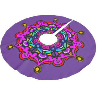 Jupon De Sapin En Polyester Brossé Housse d'arbre à design violet