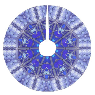 Jupon De Sapin En Polyester Brossé Housse d'arbre décorative bleue