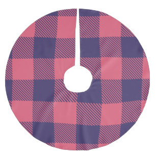 Jupon De Sapin En Polyester Brossé Housse d'arbre Rose Magenta Indigo Buffle à carrea
