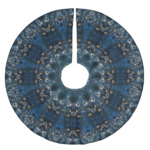 Jupon De Sapin En Polyester Brossé Housse de décoration d'arbre bleue