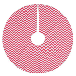 Jupon De Sapin En Polyester Brossé Housse de sapin de Noël Chevron Rouge et Blanc