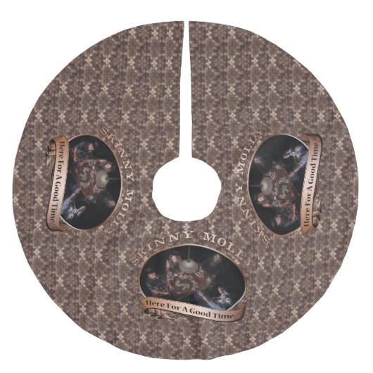 Jupon De Sapin En Polyester Brossé "Ici jupe d'arbre pendant bon temps" (Devant)