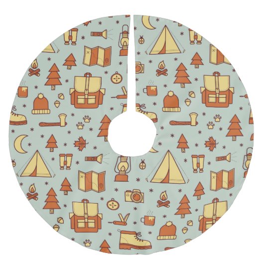 Jupon De Sapin En Polyester Brossé Icônes de voyage d'aventure, motif sans soudure. (Devant)