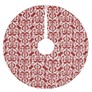 Jupon De Sapin En Polyester Brossé Ikat Moorish Damask - rouge foncé et blanc