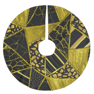 Jupon De Sapin En Polyester Brossé Illusion de texture du triangle noir or