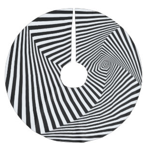 Jupon De Sapin En Polyester Brossé Illusion optique : Abstrait géométrique rayé.