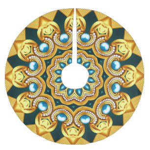Jupon De Sapin En Polyester Brossé Illustration de cadre décoratif de perle d'or