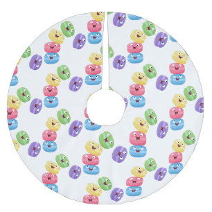 Jupon De Sapin En Polyester Brossé Illustration de caricature de macarons marrant mig