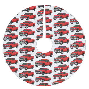 Jupon De Sapin En Polyester Brossé Illustration de dessin animé de camionnette rouge 