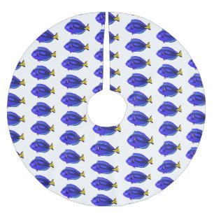 Jupon De Sapin En Polyester Brossé Illustration de dessin animé de poisson tang bleu