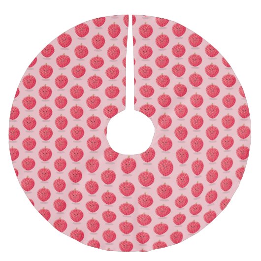 Jupon De Sapin En Polyester Brossé Illustration de litchee rose mignon (Devant)