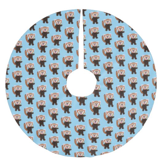 Jupon De Sapin En Polyester Brossé Illustration de panda rouge mignon (Devant)