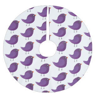 Jupon De Sapin En Polyester Brossé Illustration de petit oiseau violet mignon
