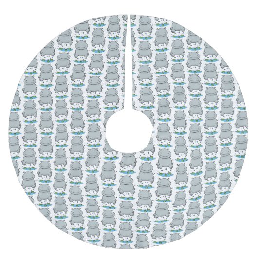 Jupon De Sapin En Polyester Brossé Illustration de saut en hippo mignon (Devant)