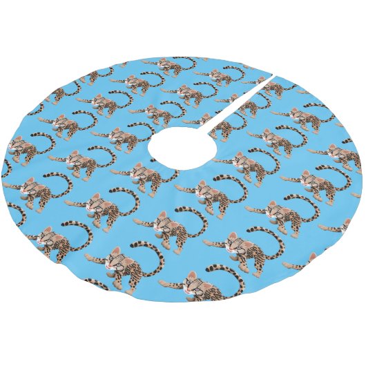 Jupon De Sapin En Polyester Brossé Illustration d'ocelot mignon (Angle)