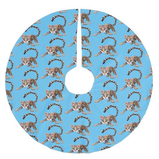 Jupon De Sapin En Polyester Brossé Illustration d'ocelot mignon (Devant)