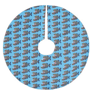 Jupon De Sapin En Polyester Brossé Illustration drôle de piranha affamée