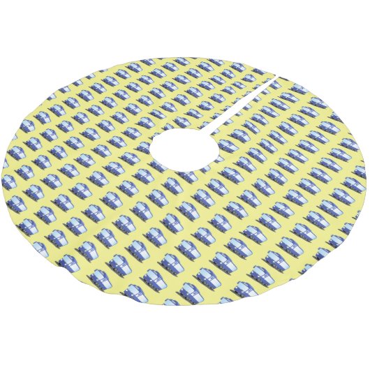 Jupon De Sapin En Polyester Brossé Illustration d'un bus moderne bleu mignon (Angle)