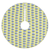 Jupon De Sapin En Polyester Brossé Illustration d'un bus moderne bleu mignon (Devant)