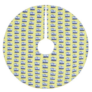 Jupon De Sapin En Polyester Brossé Illustration d'un bus moderne bleu mignon