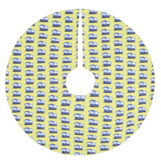 Jupon De Sapin En Polyester Brossé Illustration d'un bus moderne bleu mignon (Devant)